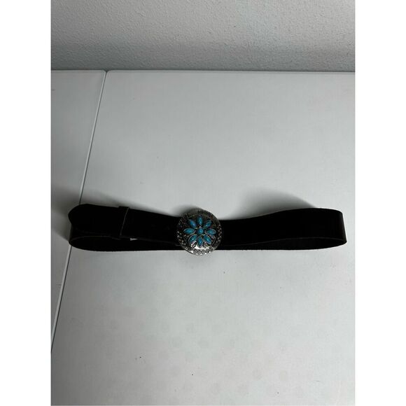 AMERICAN EAGLE OUTFITTERS Leather BELT Turquoise Stone Concho Buckle S - Picture 8 of 12